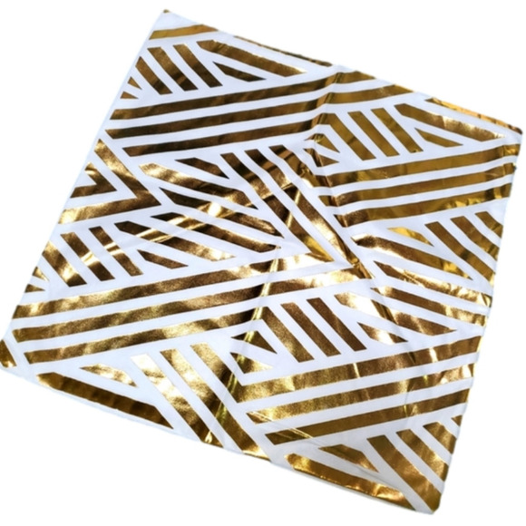 New Set Of 2 Metallic Gold And White Square Pillow Covers - Picture 1 of 5